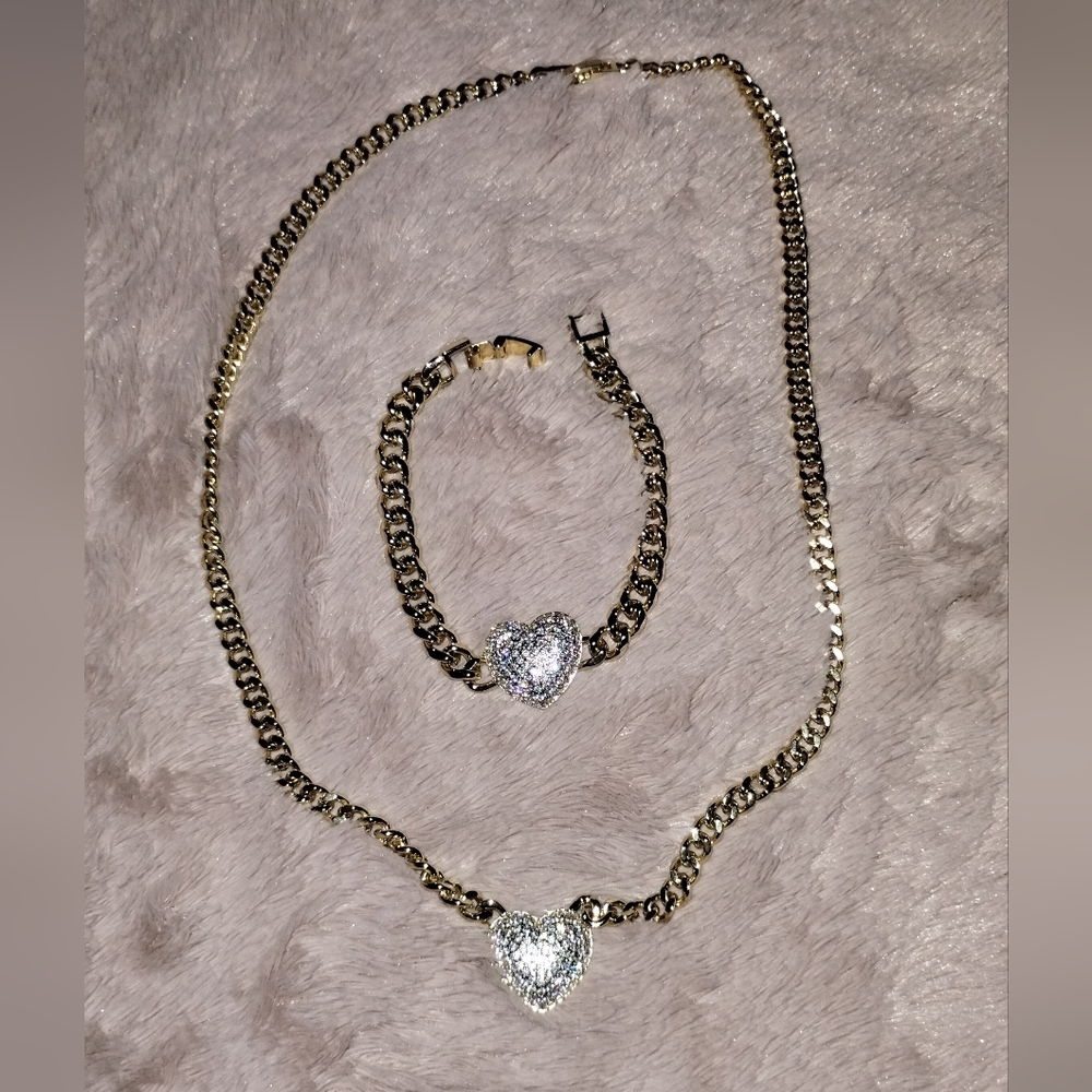 Gold and Silver Heart Jewelry Set